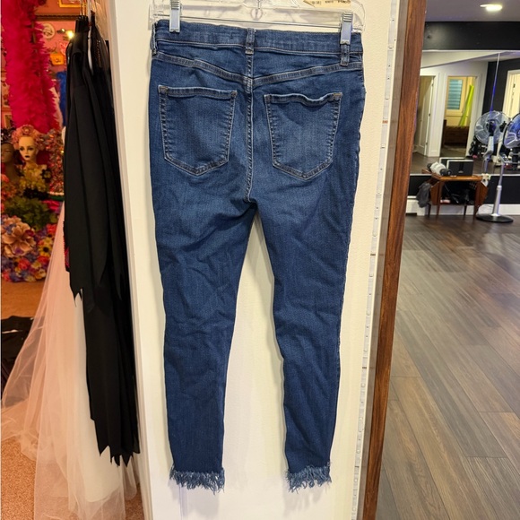Free People Blue Distressed Ankle Crop Jeans - Picture 2 of 3